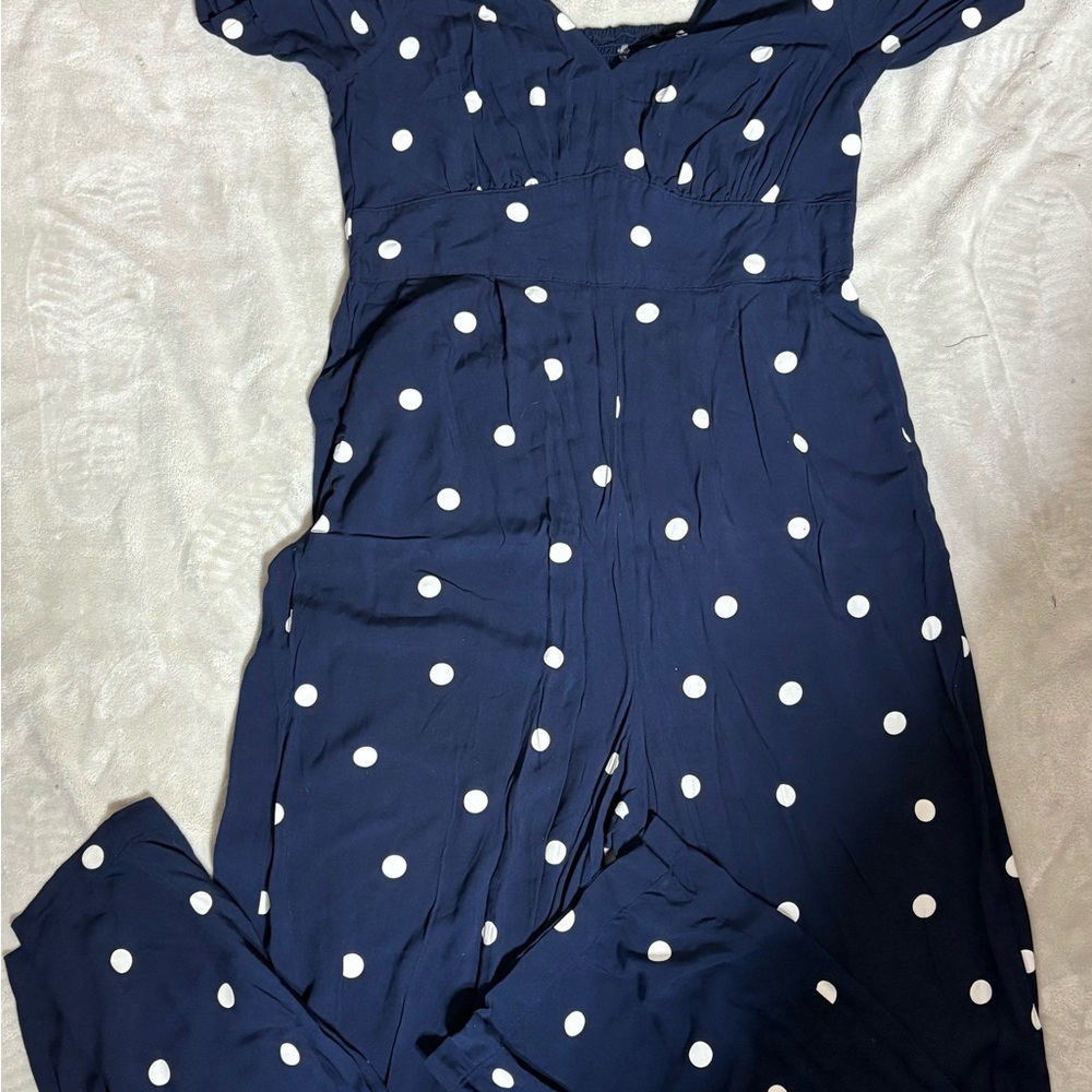 Navy Blue Polka Dot Jumpsuit